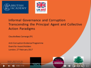 screenshot of video intro slide: Informal Governance and Corruption